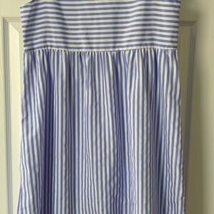 Blue and White Striped Sleeveless Dress